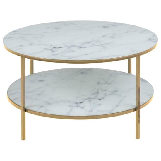 Arcata White Marble Glass Coffee Table With Gold Steel Frame_3