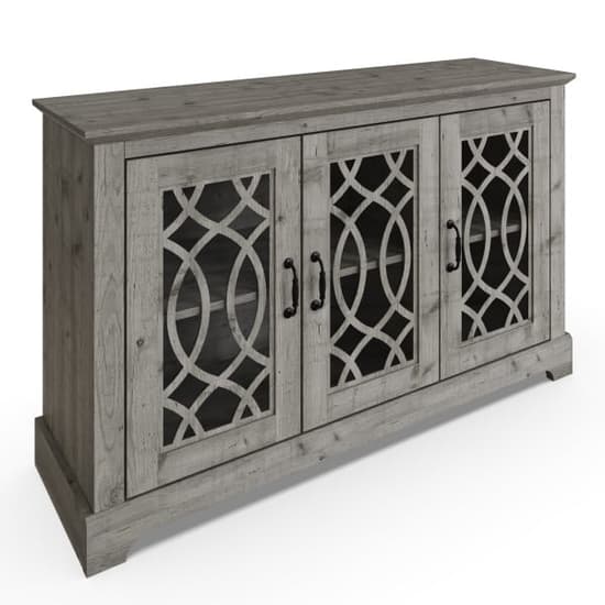 Arcata Wooden Sideboard With 3 Doors In Mexican Grey_3