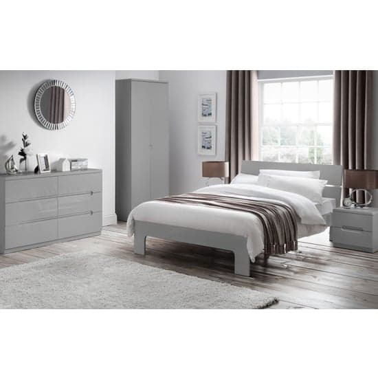 Magaly Wooden Bedside Cabinet In Grey High Gloss With 2 Drawers_2