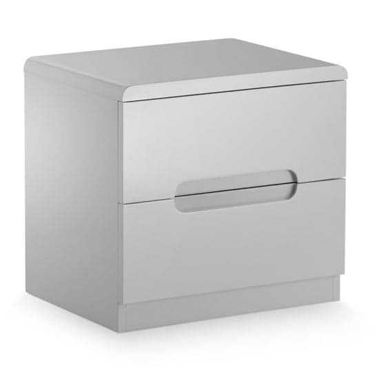 Magaly Wooden Bedside Cabinet In Grey High Gloss With 2 Drawers_1