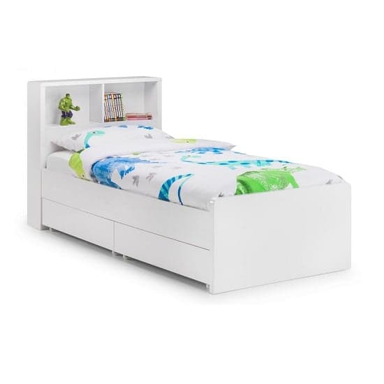 Magaly Bookcase Bed In White High Gloss With Underbed Drawers_2