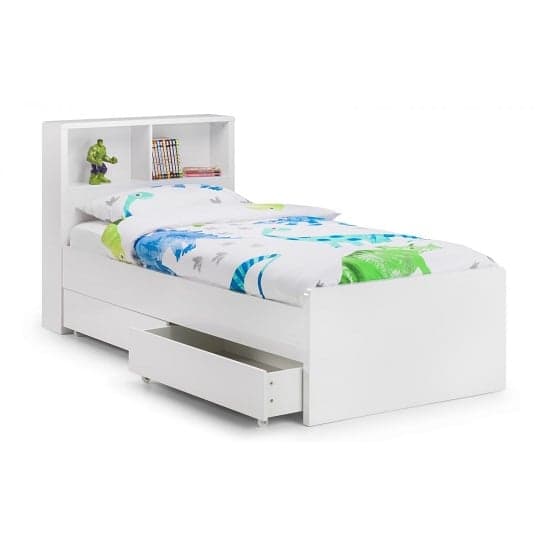 Magaly Bookcase Bed In White High Gloss With Underbed Drawers_3