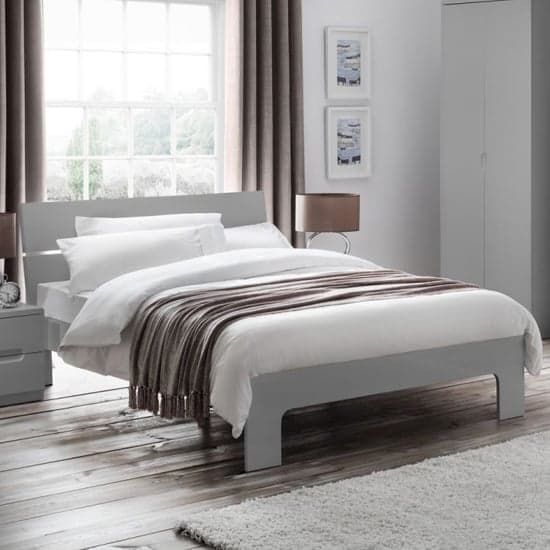 Magaly Wooden Double Bed In Grey High Gloss_1