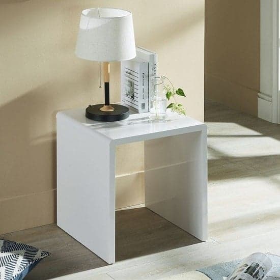 Arden Contemporary Lamp Table Square In White High Gloss_1