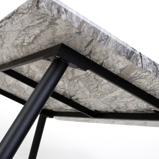Ahvaz Medium Marble Effect Dining Table With Black Metal Legs Furniture in Fashion
