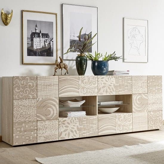 Ardent Wooden Large Sideboard In Sonoma Oak With 2 Doors And LED_1