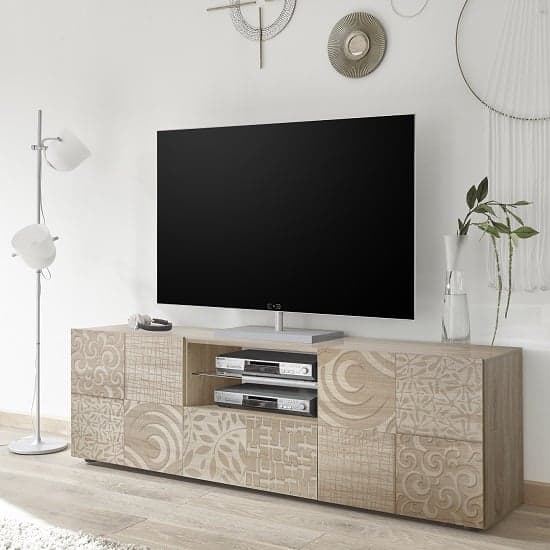 Ardent Wooden TV Stand Wide In Sonoma Oak With 2 Doors_1