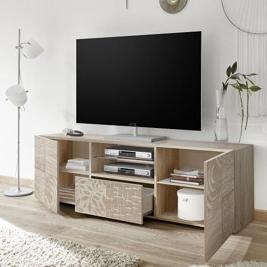 Ardent Wooden TV Stand Wide In Sonoma Oak With 2 Doors_2