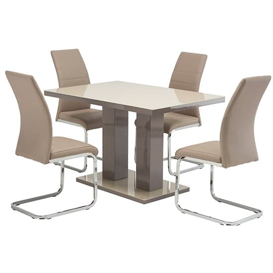 Aarina 120cm Latte Glass Top High Gloss Dining Table In Latte_6