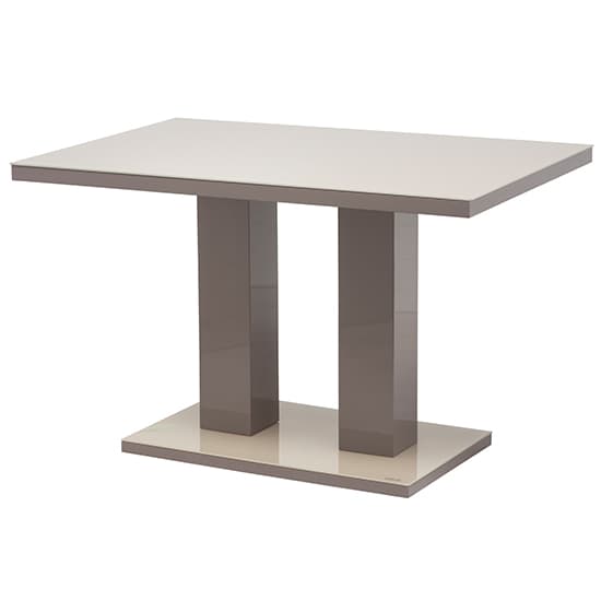Aarina 120cm Latte Glass Top High Gloss Dining Table In Latte_1