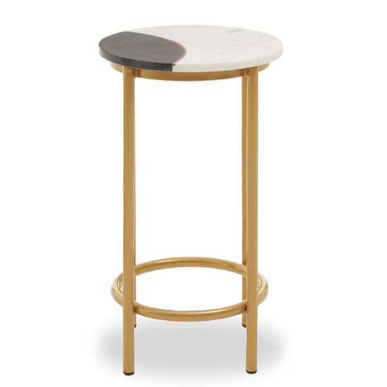 Arenza Round Two Tone Marble Side Table With Gold Base_2