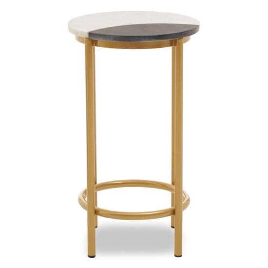 Arenza Round Two Tone Marble Side Table With Gold Base_3