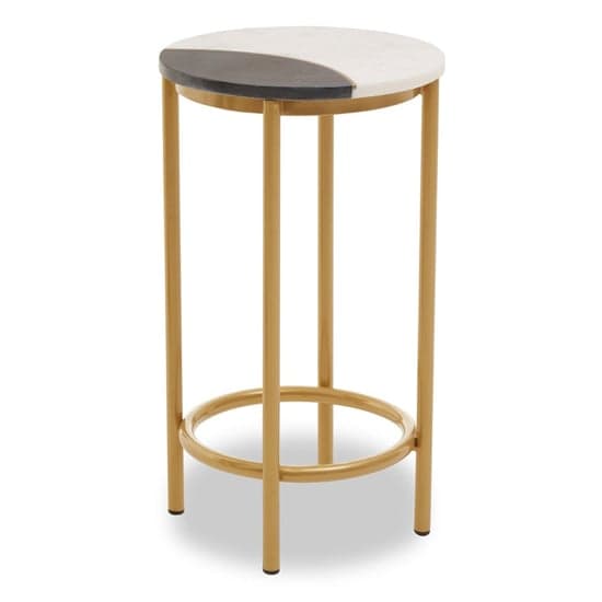 Arenza Round Two Tone Marble Side Table With Gold Base_1