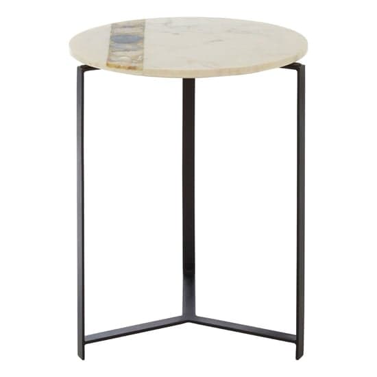 Arenza Round White Marble Side Table With Black Base_2