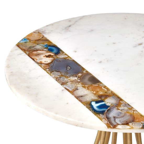 Arenza Round White Marble Side Table With Gold Frame_3