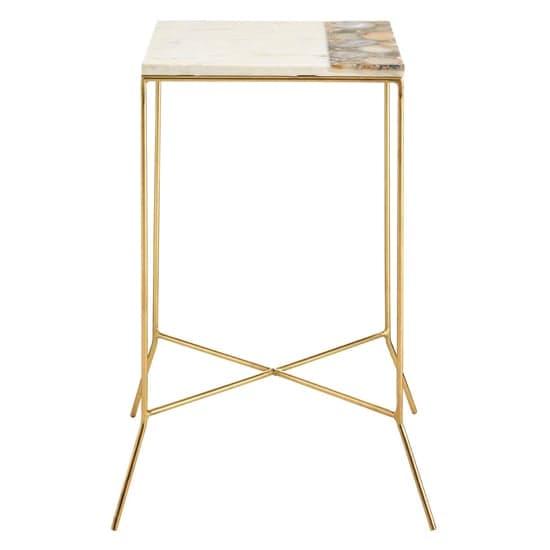 Arenza Square White Marble Side Table With Gold Base_2
