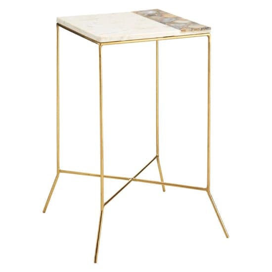 Arenza Square White Marble Side Table With Gold Base_1