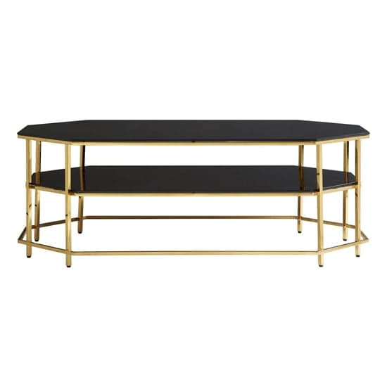 Arezza Black Glass Top Coffee Table With Gold Steel Frame_2
