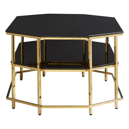 Arezza Black Glass Top Coffee Table With Gold Steel Frame_3