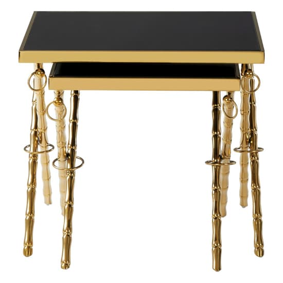 Arezza Black Glass Top Nest Of 2 Tables With Gold Steel Legs_3