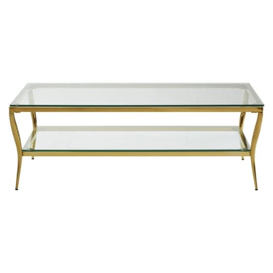Arezza Clear Glass Top Coffee Table With Gold Steel Frame_3