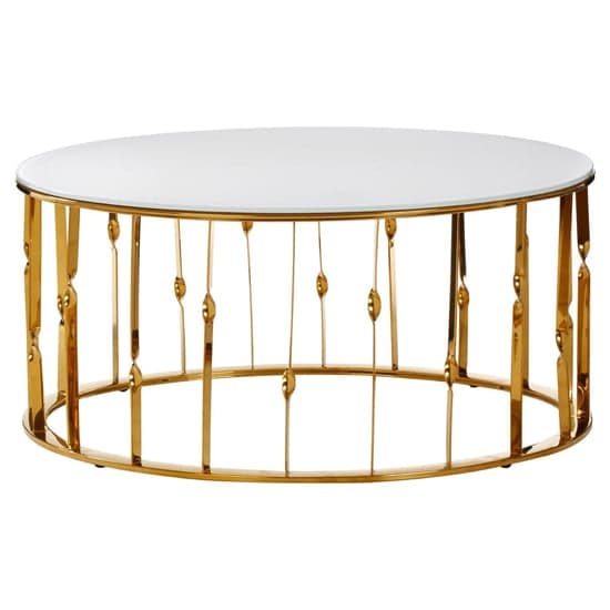 Arezza White Glass Top Coffee Table With Gold Steel Frame_2