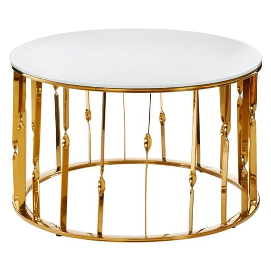 Arezza White Glass Top Coffee Table With Gold Steel Frame_3