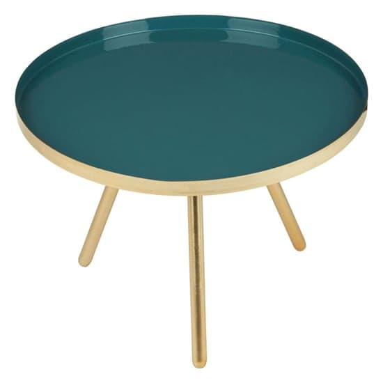 Argenta Small Metal Side Table In Diesel Green And Gold_2