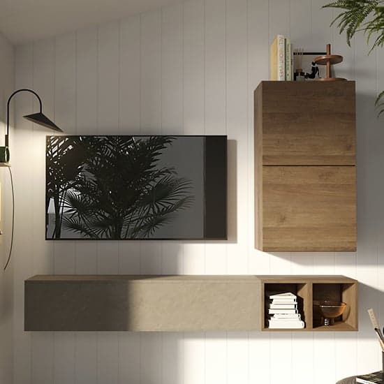 Aria Wall Hung Wooden Entertainment Unit In Clay And Mercure_1