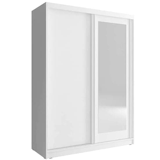 Aria Mirrored Wardrobe Medium With 2 Sliding Doors In White_2
