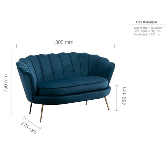 Arial Fabric 2 Seater Sofa In Blue_5