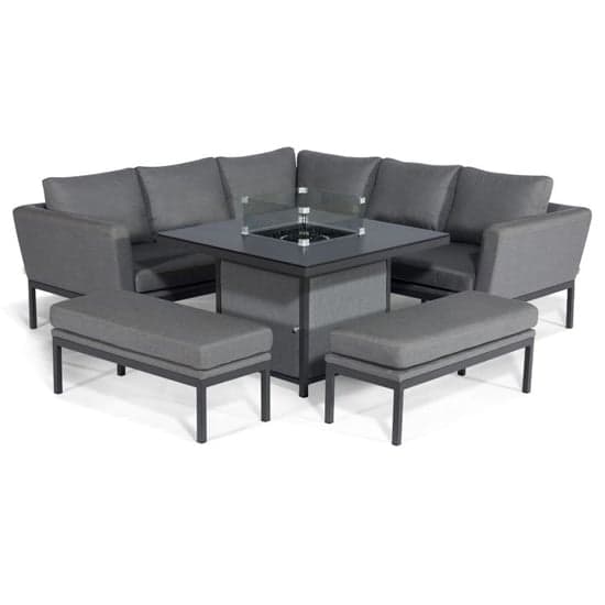 Arica Compact Lounge Set And Firepit Dining Table In Grey_2