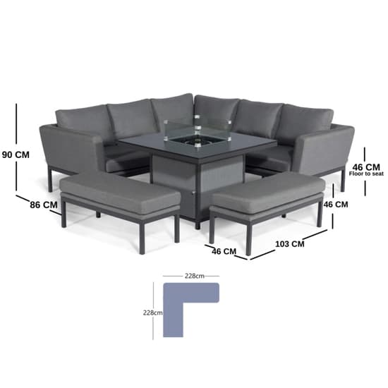 Arica Compact Lounge Set And Firepit Dining Table In Grey_6