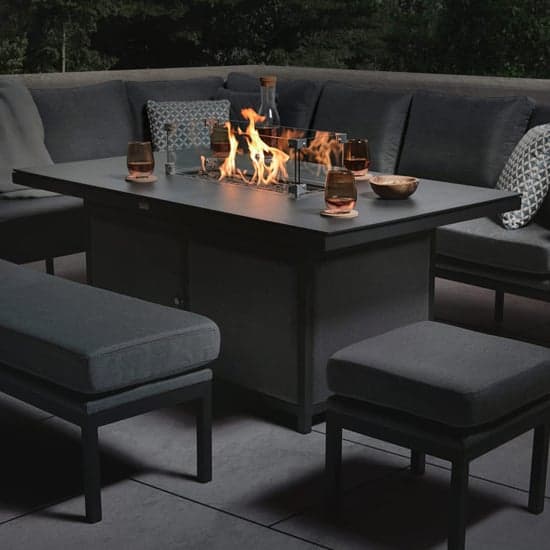 Arica Corner Lounge Set And Firepit Dining Table In Grey_2