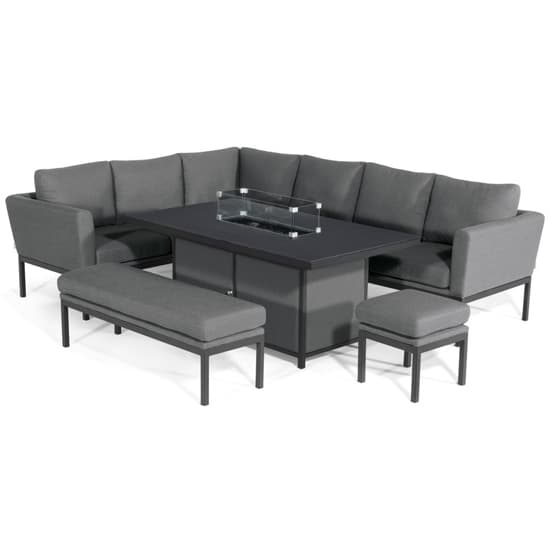 Arica Corner Lounge Set And Firepit Dining Table In Grey_5
