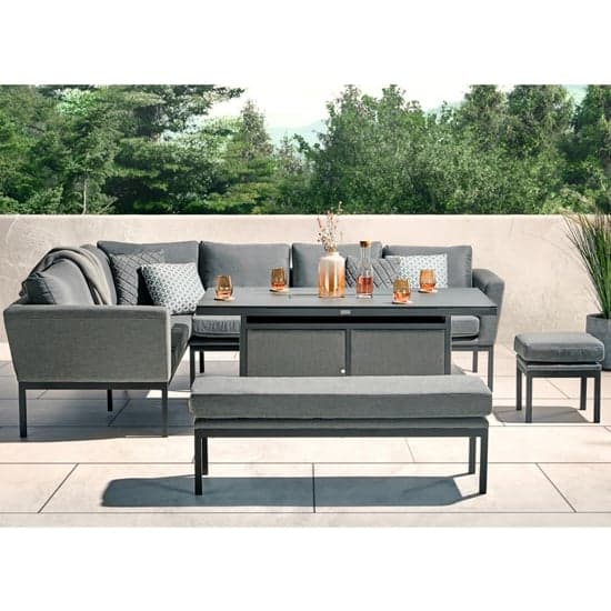 Arica Corner Lounge Set And Firepit Dining Table In Grey_1