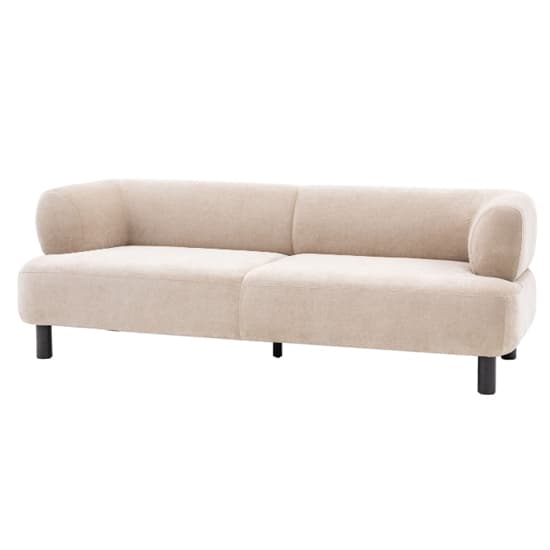 Arica Fabric 3 Seater Sofa In Cream With Dark Pine Wood Legs_5