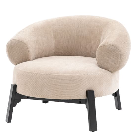 Arica Fabric Armchair In Cream With Dark Pine Wood Legs_2