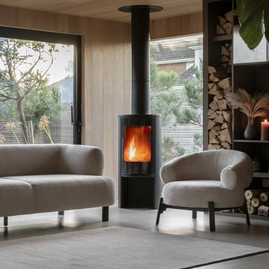 Arica Fabric Armchair In Cream With Dark Pine Wood Legs_4