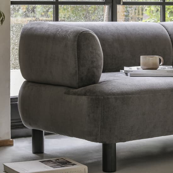 Arica Fabric 3 Seater Sofa In Grey With Dark Pine Wood Legs_5