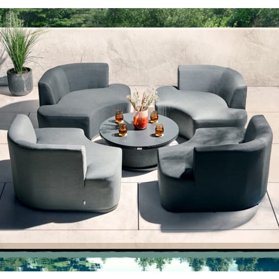 Arica Sunbrella Fabric Snug Set And Coffee Table In Grey_2