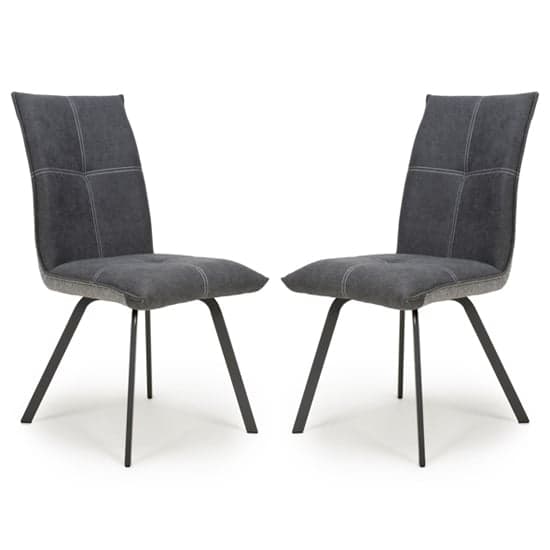 Ansan Dark Grey Linen Effect Dining Chair In Pair_1