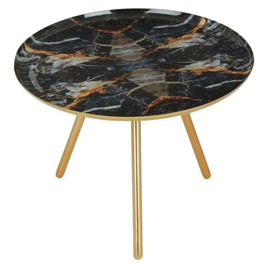 Aristote Faux Marble Side Table With Gold Legs In Multicolor_2