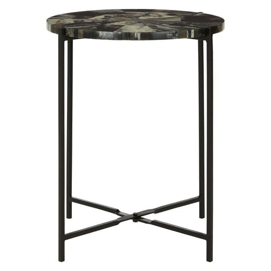 Aristote Wooden Side Table With Black Frame In Antique Green_2