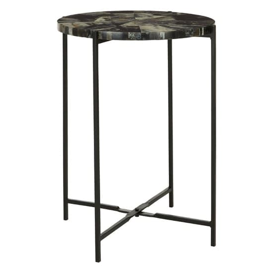 Aristote Wooden Side Table With Black Frame In Antique Green_1