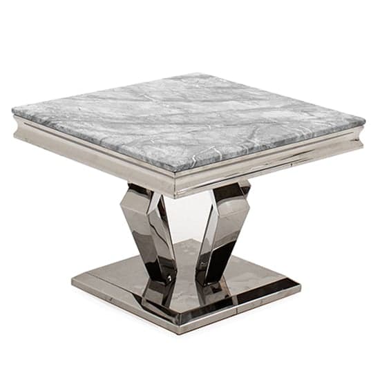 Arleen Marble Lamp Table With Stainless Steel Base In Grey_2