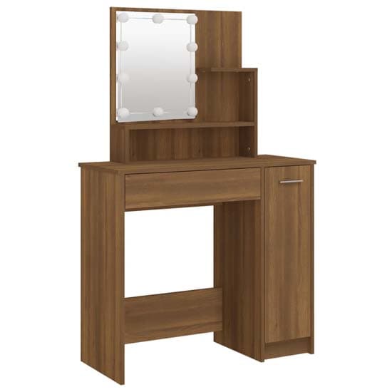 Arles Wooden Dressing Table Set In Brown Oak With LED_6