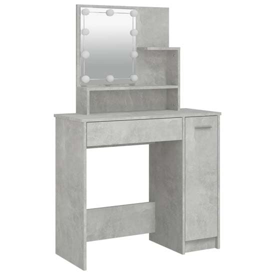 Arles Wooden Dressing Table Set In Concrete Effect With LED_6