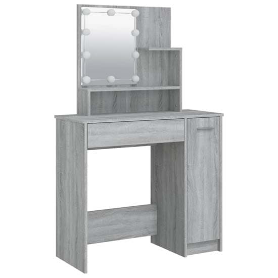 Arles Wooden Dressing Table Set In Grey Sonoma Oak With LED_6
