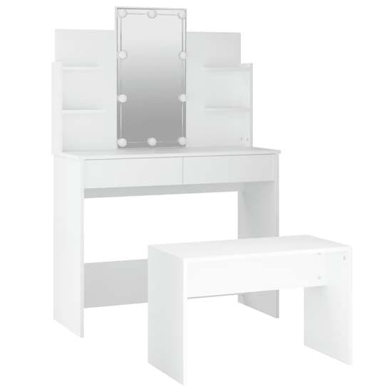 Arles Wooden Dressing Table Set In White With LED_4